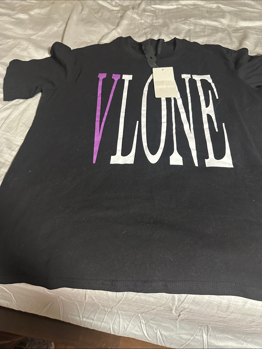 VLONE Black Tee with Purple and White Logo - Kids